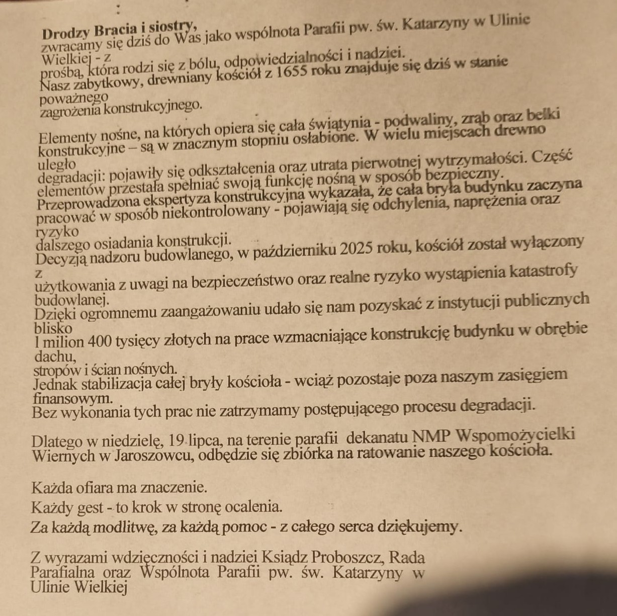 prośba uliny wielkiej